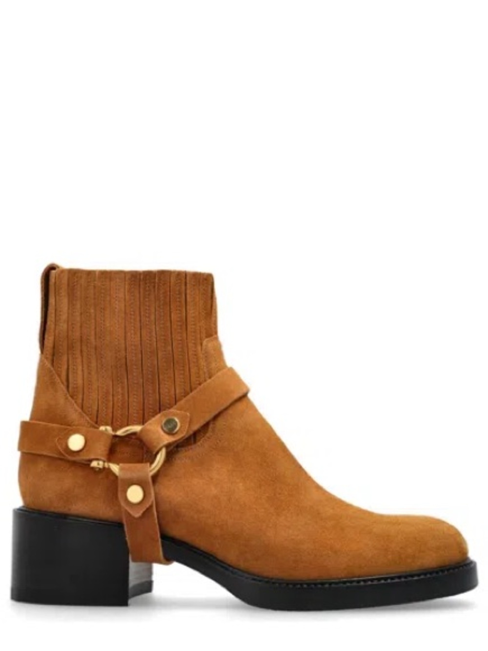Chloé Dakota Heeled Ankle Boots Suede Moto Harness Chelsea Boot NWT $1400 39.5